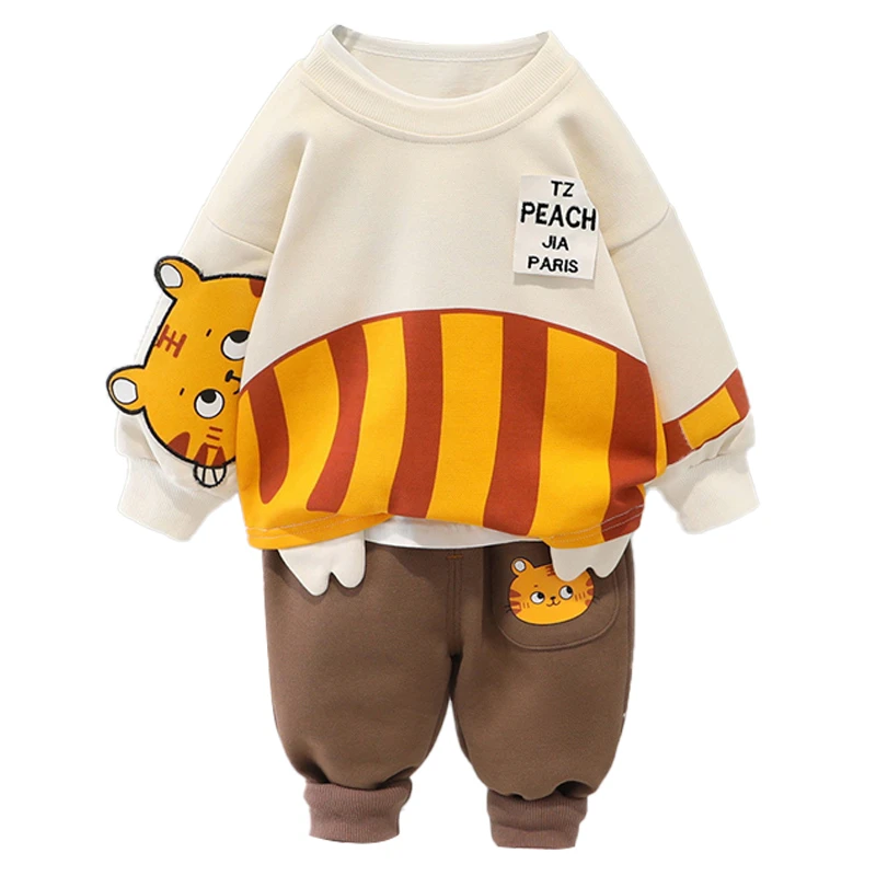 Baby Clothing Set luxury Children's Clothing Spring New Cute Chinese Style Tiger Head Print Fashion Baby Girls New Years 2pce Sets For Boys Cartoons Suit baby clothing set line