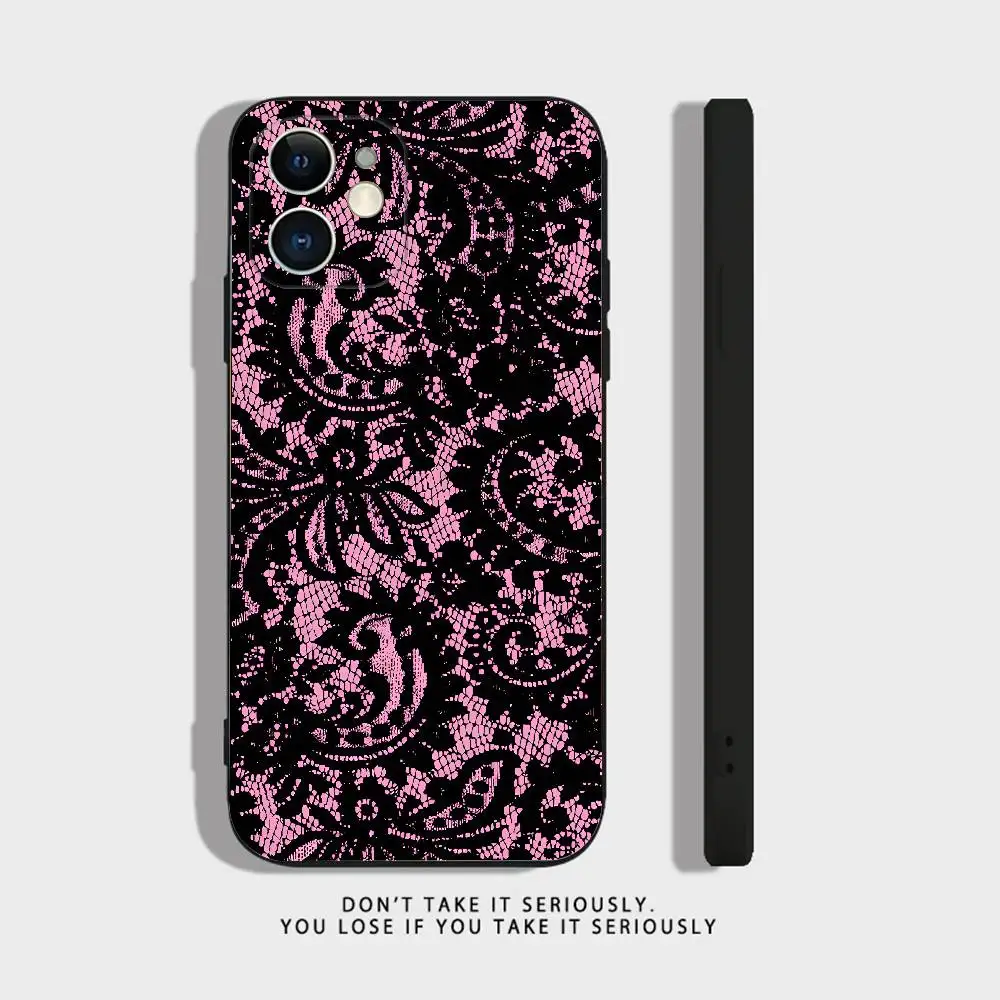 Elegant Black Lace Print Phone Case Cover
