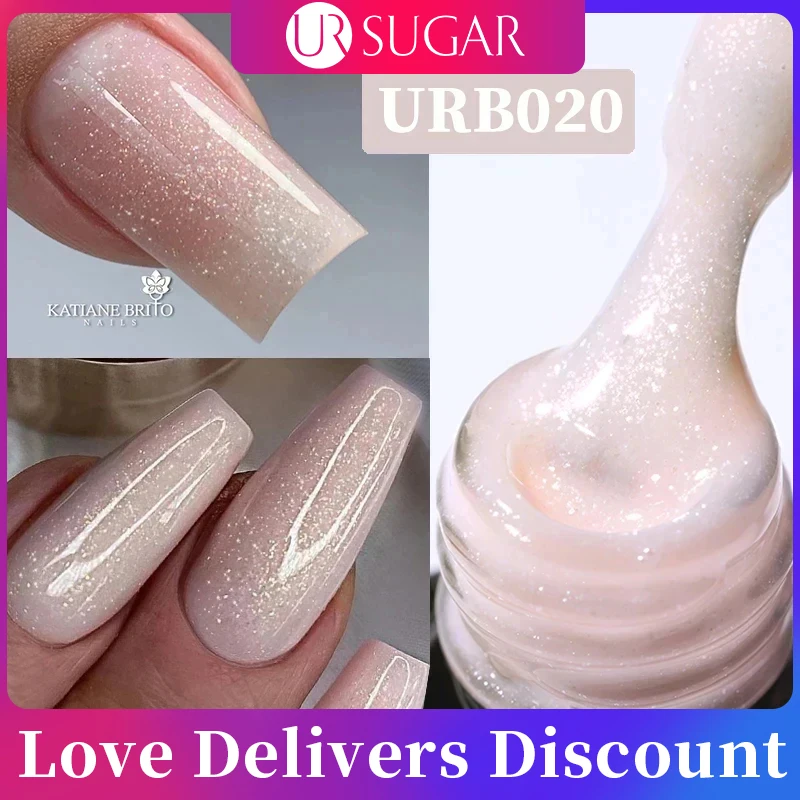 Ur Sugar 7Ml Milky Jelly White Glitter Rubber Base Gel Polish Pink Nude Color Soak Off Uv Led Autolivellante Gel Vernice Manicure