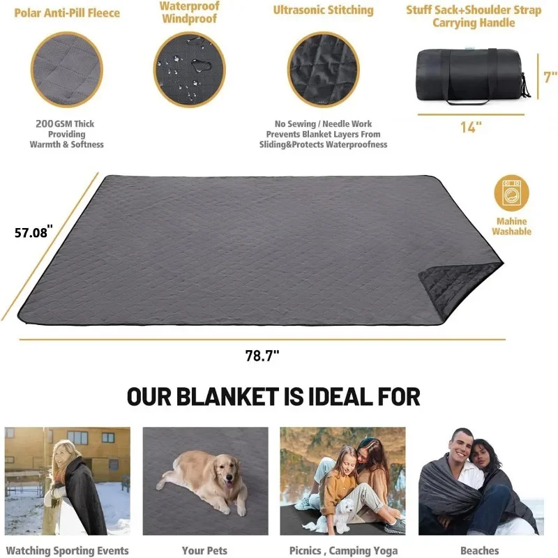 Shake Grain Fleece Camping Mat Outdoor Camping Blanket Waterproof Moistureproof Thickened Portable Foldable Picnic Mats 4
