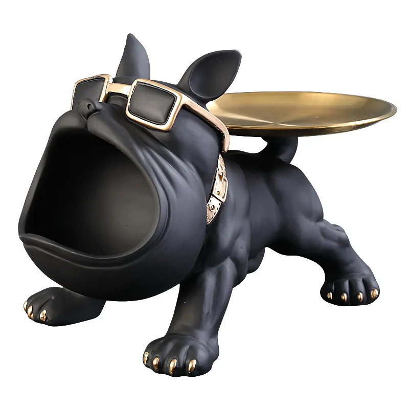 Mode Cool Chien Statue Résine Bulldog Figurine Sculpture Accueil Table Animaux Décoration Bijoux
