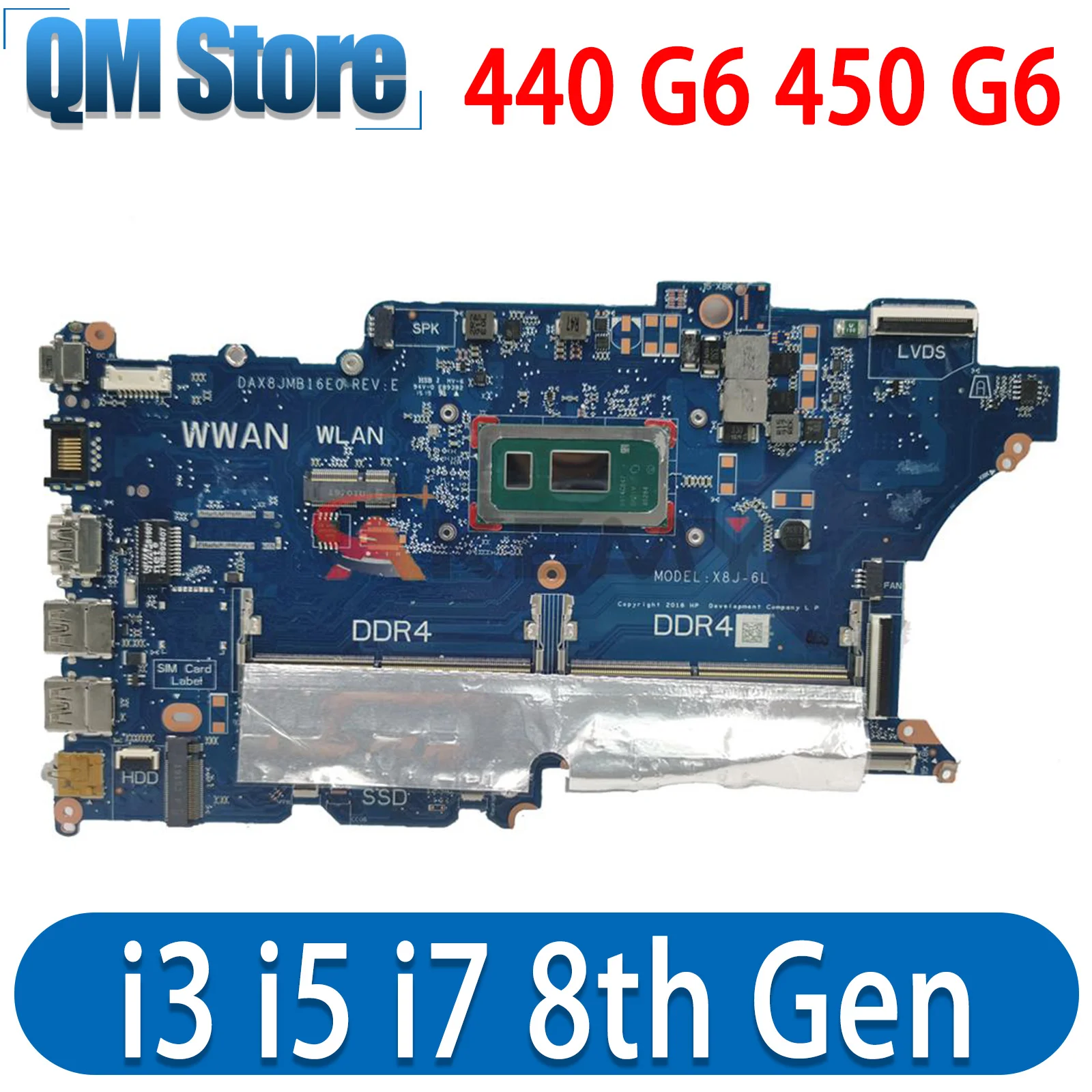 

440 G6 450 G6 DAX8JMB16E0 DA0X8JMB8E0 motherboard for hp 440 G6 450 G6 Laptop motherboard mainboard W/5405U I3 I5 I7 8th Gen CPU