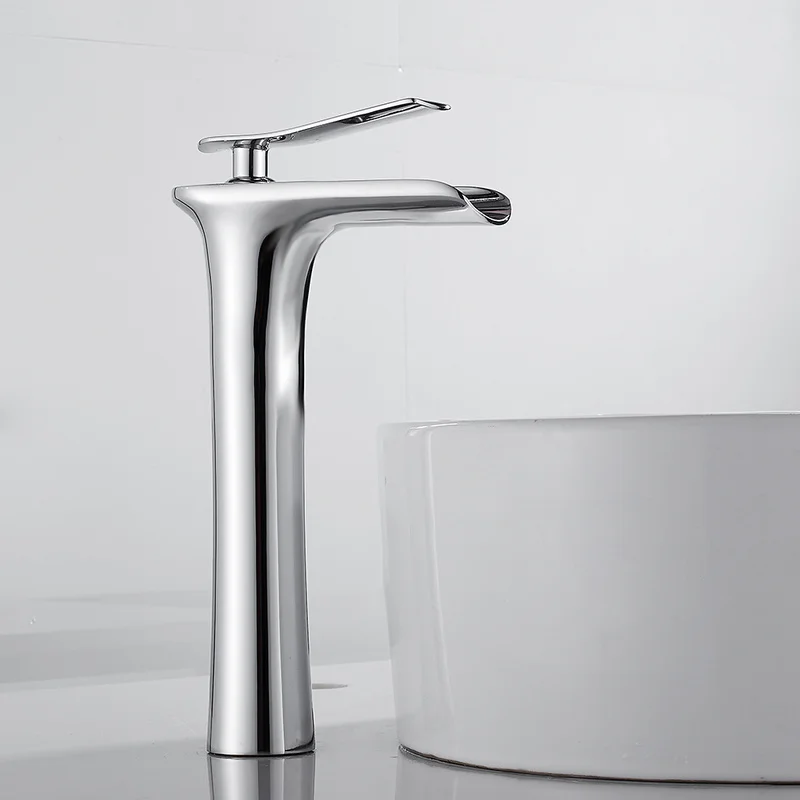 

Counter Top Basin Mixer Tap Bathroom Sink Water Tap Waterfall Basin Faucets Chrome Deck Mounted Single Holder Single Hole Faucet