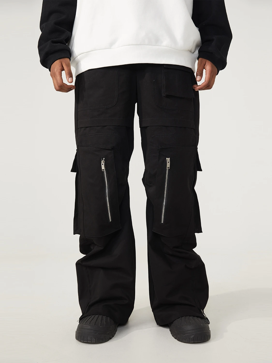 Design tooling zipper pants men's trendy hip-hop loose senior  deconstruction multi-pocket wide-leg pants Cargo Pants R69 - AliExpress