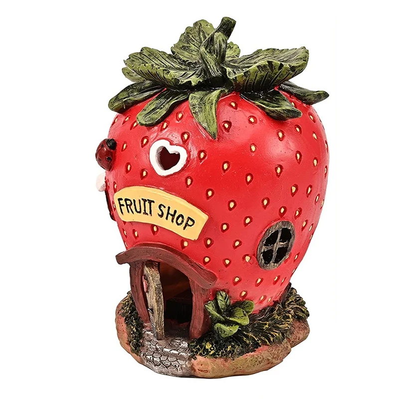 Hot Yo-Strawberry Fairy House Solar Powered Led Outdoor Garden Decor Lights Figurine Sculture Per La Decorazione Dell'Iarda Del Prato