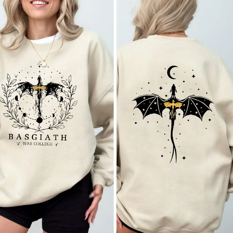 Vintage Fourth Wing Sweatshirt Basgiath War College Hoodie Dark Academia Dragon Rider Bookish Crewneck Sweatshirt Women Clothing - Image 4