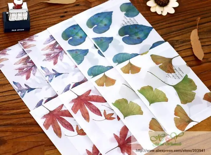 10pcs/lot Lovely Vintage Leaves series Sulfuric acid Transparent paper Envelope card bag office school supplies 160*110mm