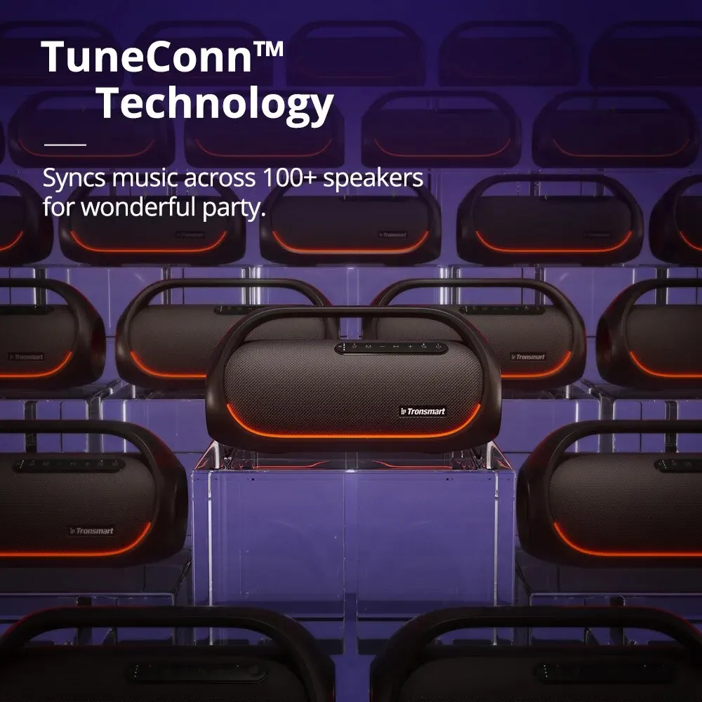Tronsmart Bang 블루투스 스피커, 무손실 고해상도 오디오, 헤비 베이스, 앱 제어, 휴대용 핸들, 파티용, 60W