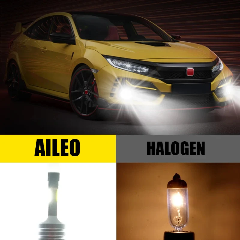 AILEO-LED Lâmpada do farol para o carro, super brilhante Fanless, Plug and Play, H7, 50000LM, H11, H9, H8, 9005, HB3, 9006, HB4, H4, 3000K, 6500K