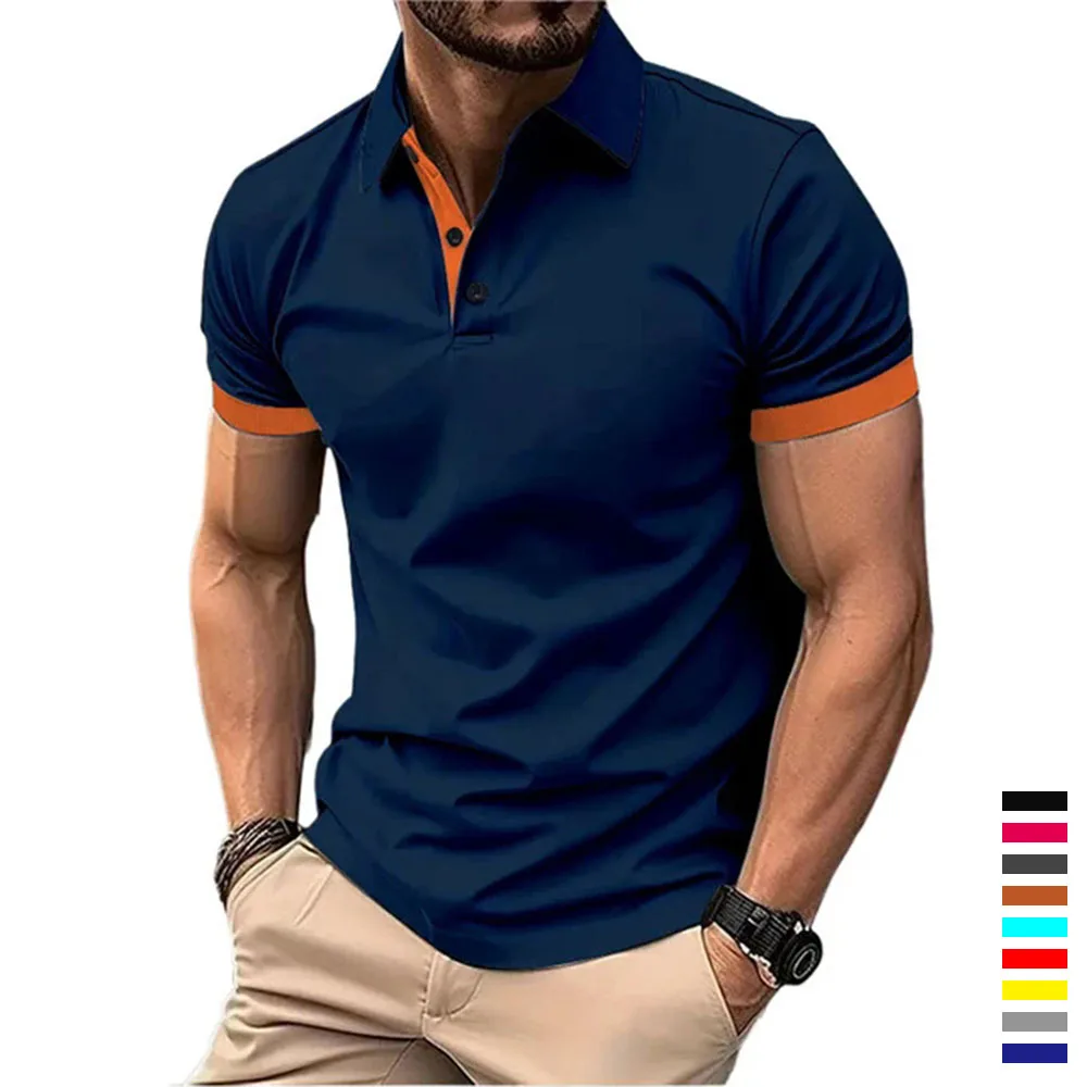 Polo décontracté à manches courtes pour hommes, coupe couvertes, Économie bloquant les documents, Streetwear de style anglais, mode masculine