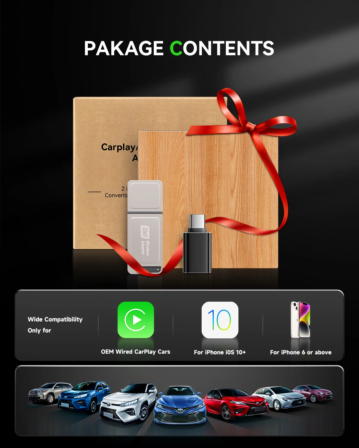 Wireless CarPlay Adapter for iPhone and Android