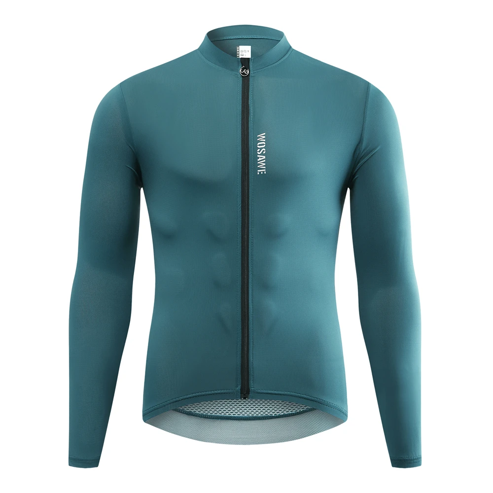 thumbnail image 1 of WOSAWE Otoño Blanco Manga Larga Jersey Ropa Carrera Hombres Ciclismo Jersey Pro Equipo Carretera Bicicleta Ciclismo Ropa Malla Transpirable, 1 of 5