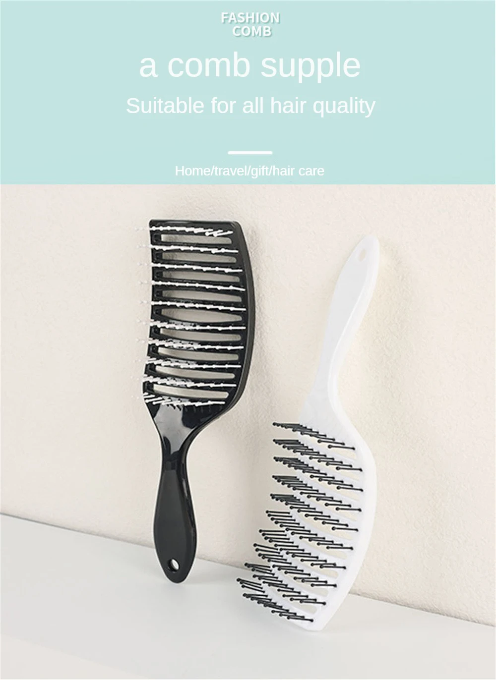 Description Picture 2 of itemHair Comb Hair Care Styling Tools Black Hair Shampoo Brushes Massage Scalp Comb White Color Ribs Comb Hairdressing Without Knots