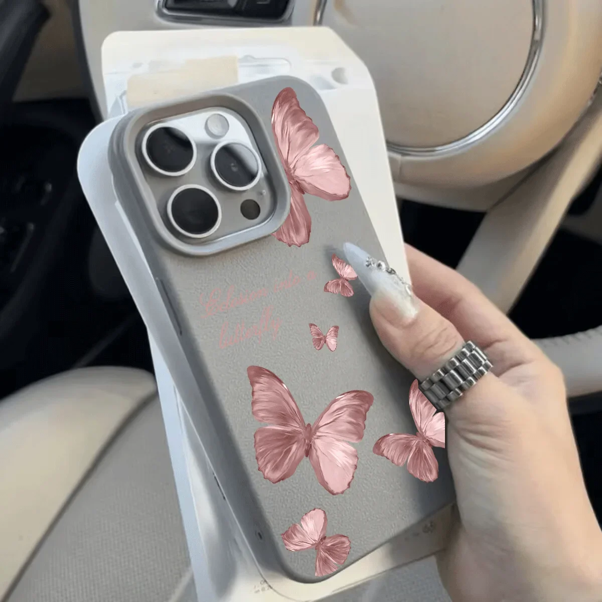 Elegant Flower Butterfly Leather Candy Phone Case Cover