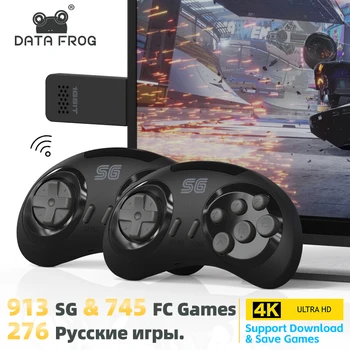 DATA FROG-Sega 메가 드라이브 2 용 16 비트 무선 세가 게임 콘솔, Sega 조이스틱 비디오 게임 콘솔용 1913 NES 게임 내장
