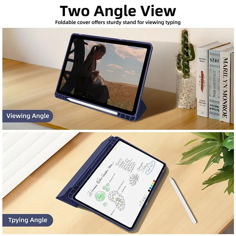 Enhanced Product Title: Premium PU Leather Tri-Folding Magnetic Tablet Case with Pen Holder Cover, 10.9