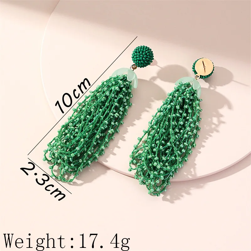 Boucles D'Oreilles Pendantes Vintage Strass Vert Foncé - Forme Goutte Bohème Pour Femmes Et Filles