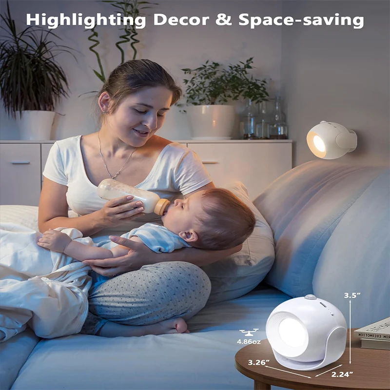 Led Motion Sensor Wall Lamp Touch 360 Rotatable USB Recharge Wireless Portable Night Light for Bedroom Reading Lamp