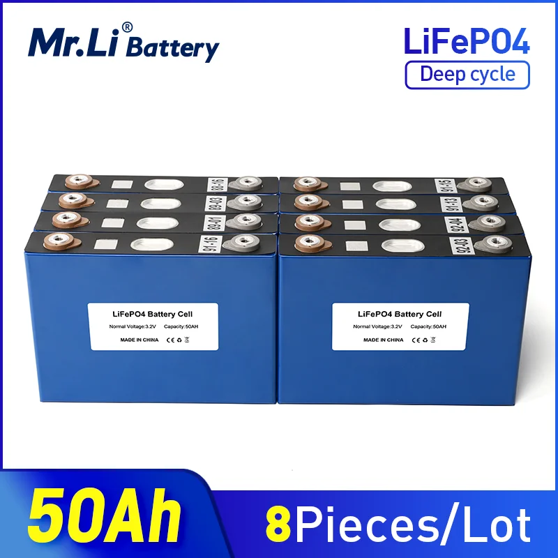 

Mr.Li 3.2v 50Ah LifePo4 Battery 8PCS Prismatic Batteries 12V 24V For Solar Inverter Electric Vehicle Coach Golf Cart