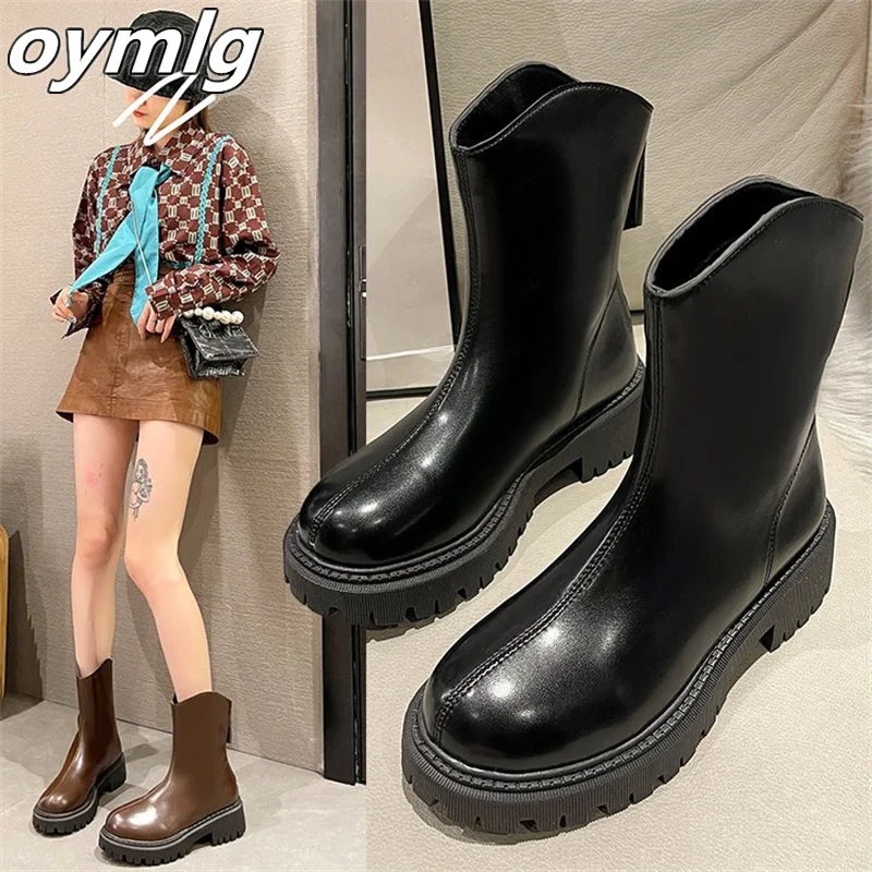 High Heel Women's Boots 2023 Winter New Leisure Comfortable Smoke Pipe Single Boot Thick Sole Increase Slim Short Boots Children