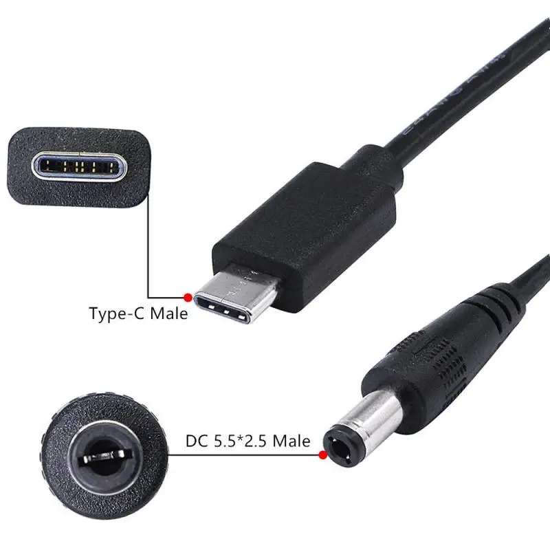

1m USB 3.1 Type C USB-C Male to DC 5.5X2.5mm Male Power Jack Extension Charge Cable Charging Adapter Cord (Type c to 5.5X2.5mm)