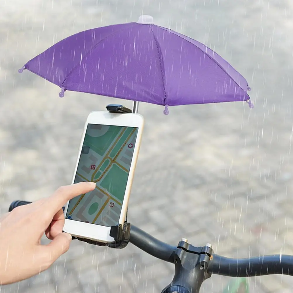 2 Pcs Cycling Phone Umbrella Riding Small outside Sun Shade Lightweight Waterproof Mini Toy DIY Art Craft