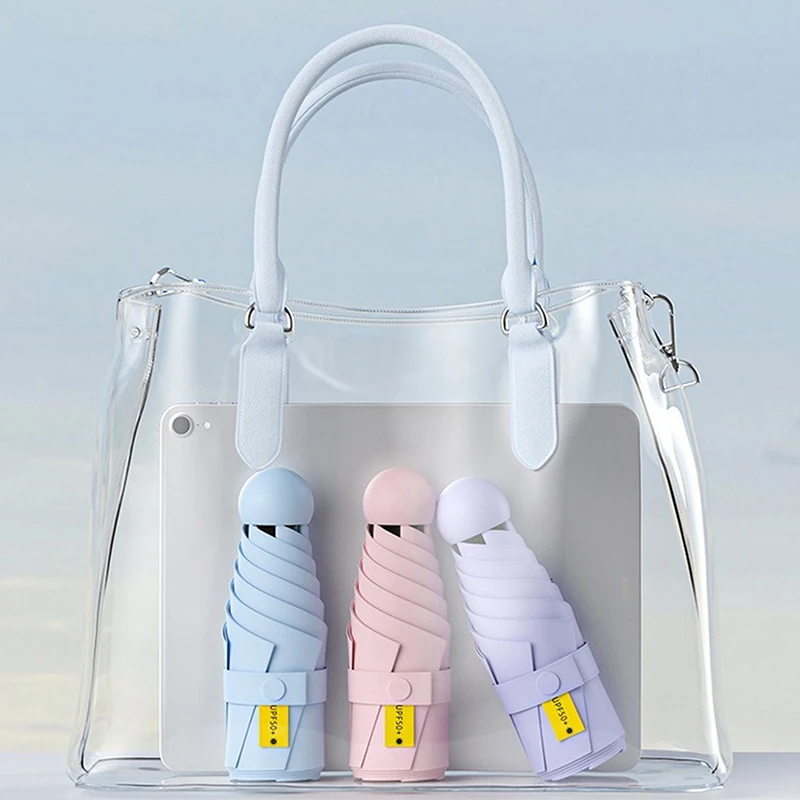 Ultra-Lightweight Compact Travel Umbrella with UV Protection and Sunshade Capsule Design