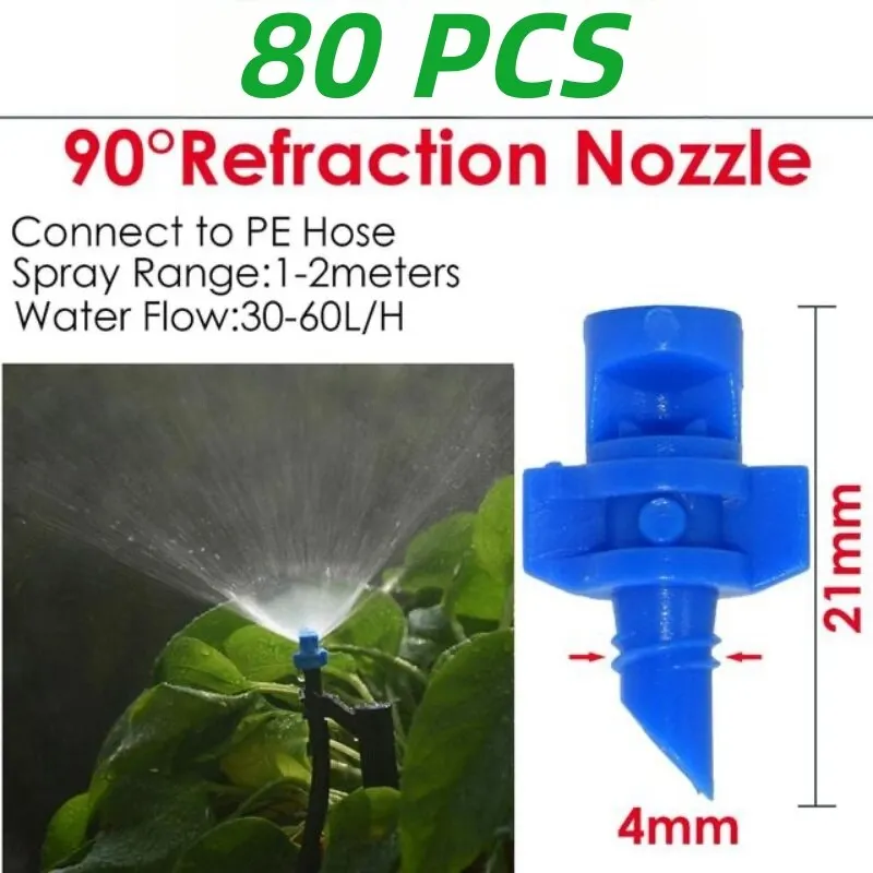 80Pcs 90/180/360 Degree Misting Sprinkler Adjustable Control Valve Switch Greenhouse Fruit Tree Plant Watering System irrigation sprinklers