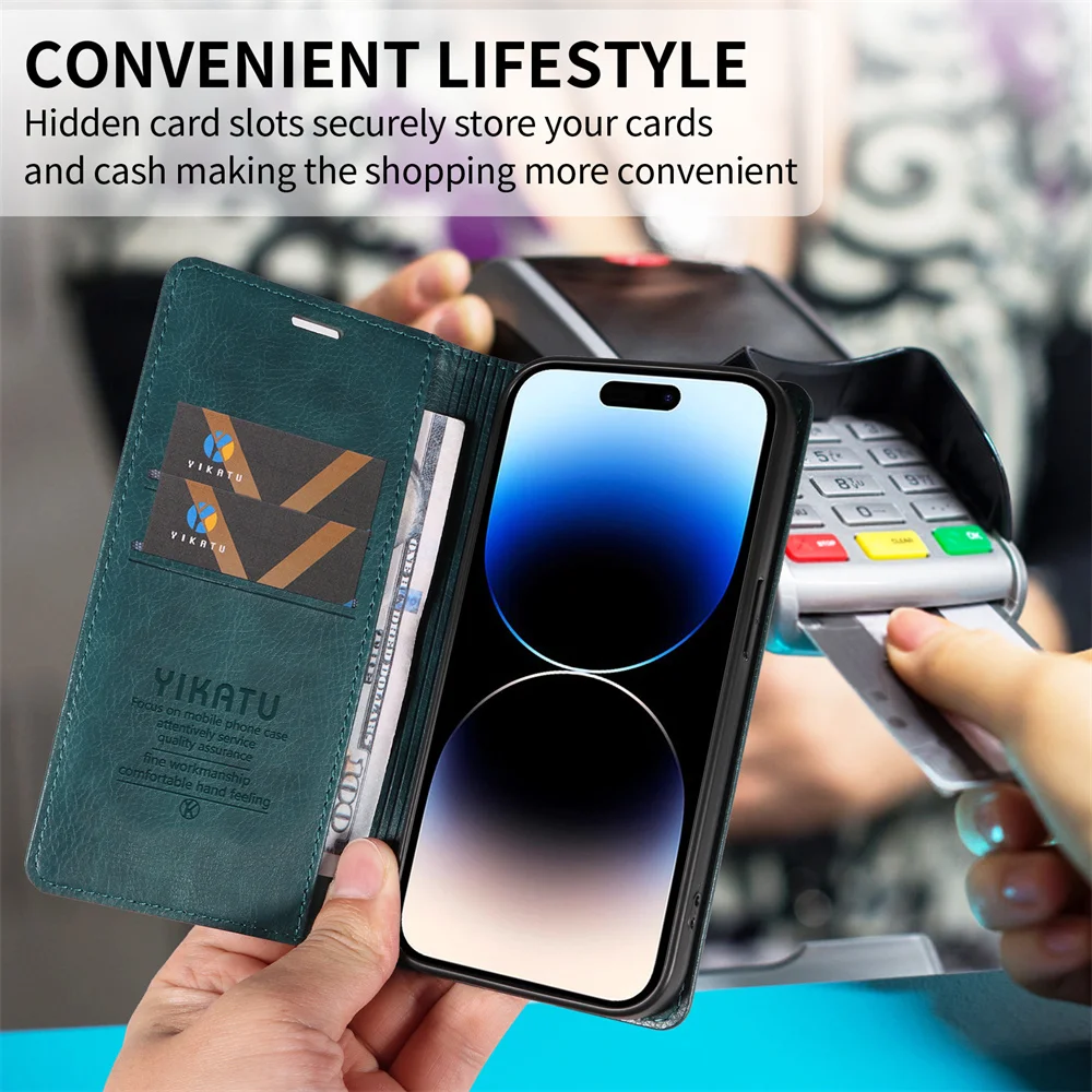 Magnetic Leather Wallet Book Cover Coque
