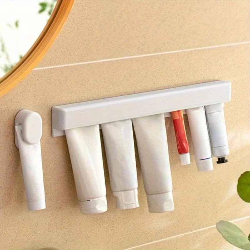 Wall Mounted Toothbrush and Toothpaste Holder Durable Sticky Plastic Organizer for Bathroom Toothbrush Holder