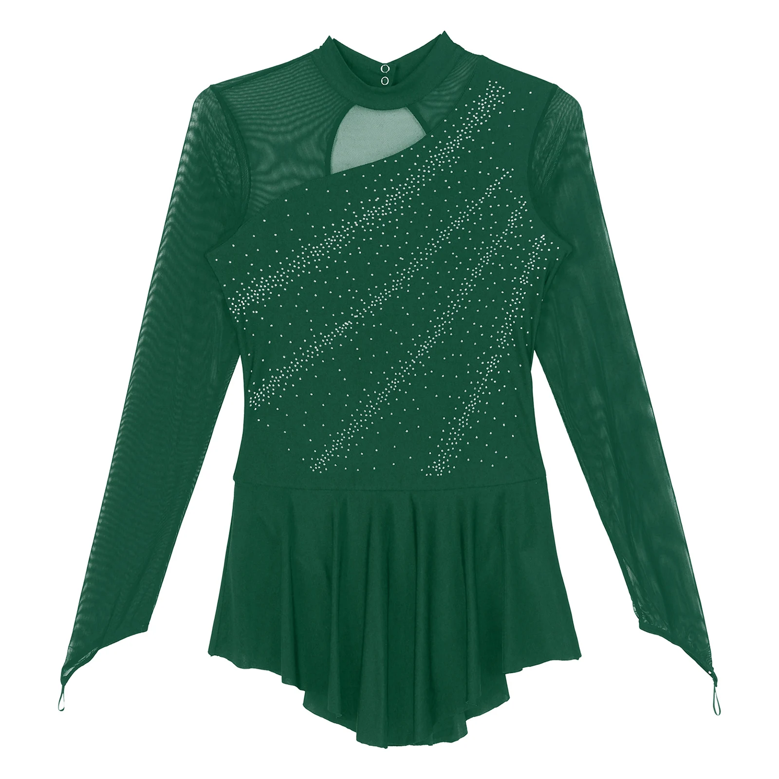 Damen Gymnastik Ballett Jersey Trikots Künstlerische Eiskunstlauf Tanzkleider Glitzer Strass Lyrical Dance Trikot Kleid – Detail 9