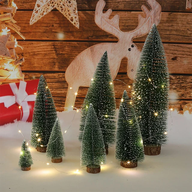 Mini Christmas Tree Green Cedar LED Lights Pine Needle Tree Christmas Decor Desktop Ornament Gifts New Year Home Party Supply 2