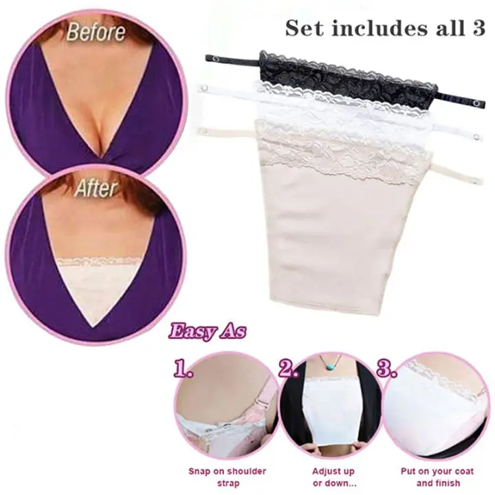 Women Summer Lace Mulberry Silk Cleavage Cover Up Camisole Color Breathable Invisibl Female Easy Clip-on Lace Mock Camisole Bras lace camisole tops