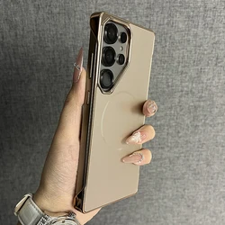 Luxury Plating AG Matte Frameless Magnetic Charging Case - Galaxy S23 Ultra (ShaMoGold)
