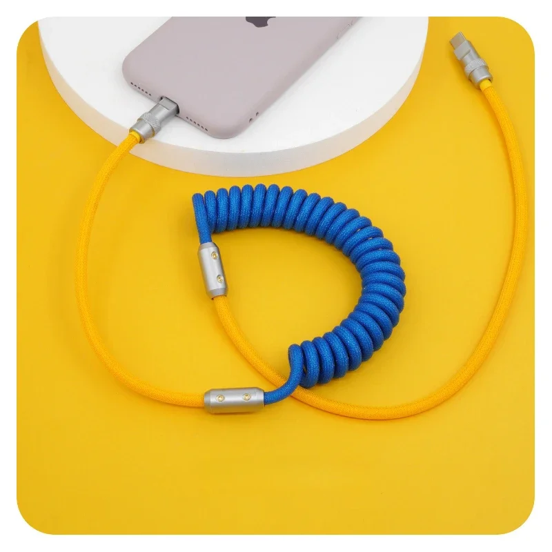 100W 6A Car Super Fast Charging USB C to Type C Telescopic Cable