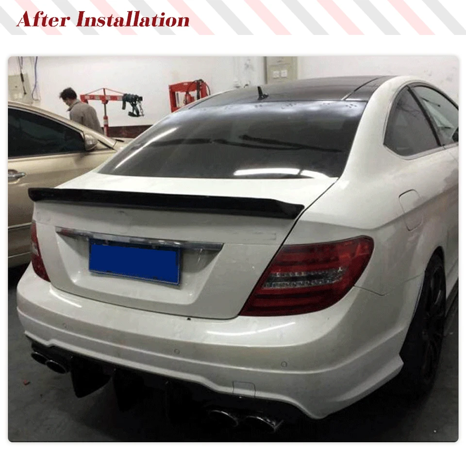 FLY DESIGN 70151 Rear Spoiler For Mercedes C-Klasse Limousine W204, Spoiler, Rear Wing, Spoiler For Car Tuning, Optics A, ABS Material, Painted Black Obsidian 197 - View #6