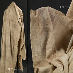 Brown Coffee - Colored Distressed Texture Cotton Linen Retro Outfit - 50cmX150cm (2 yellow camels)