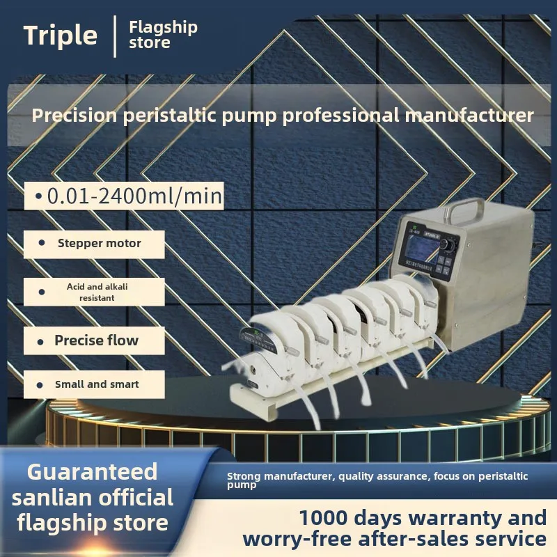 Peristaltic pump industrial 304 shell high flow type with multiple pump heads and multi-channel 2400ml/mil