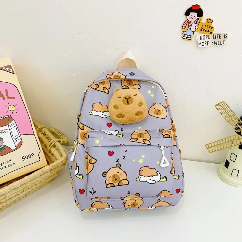 Cute Cartoon Capybara Backpack Plush Large Capacity School Bags Simple Pattern Book Bag Kawaii GirlSchool Backpack Mochila Mujer 5
