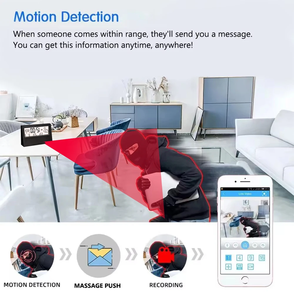 HD 4K mini WiFi camera, improved clarity, supports motion detection, remote viewing, wireless home nanny style camera 4