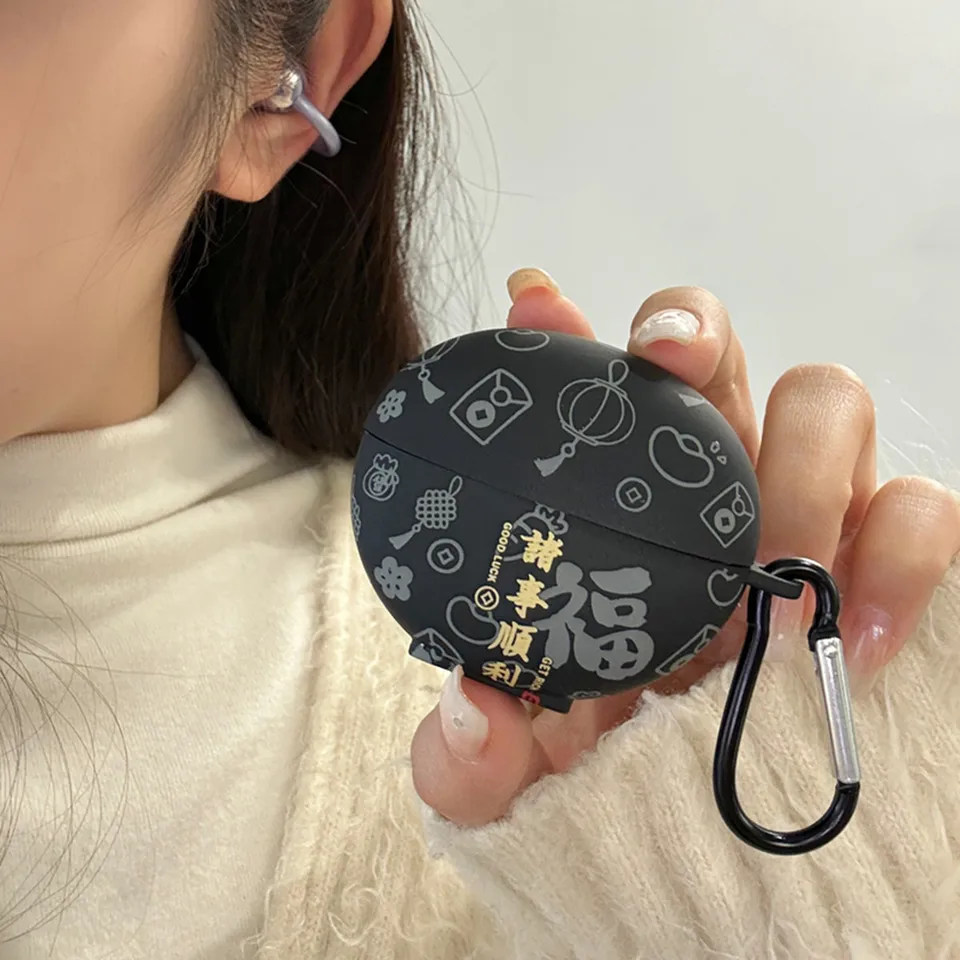Huawei FreeClip用イヤホンケース、かわいい幸運パターン