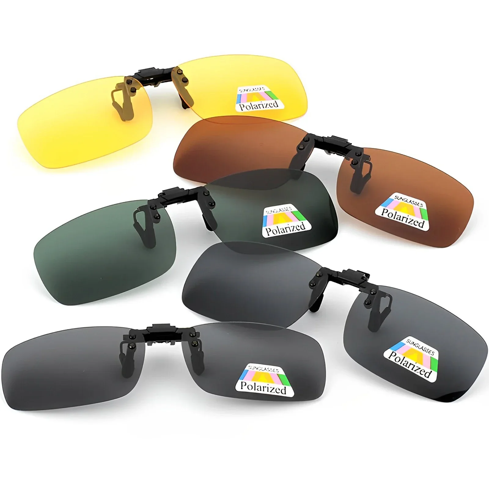 4 Color Car Night Safety Driving Glasses Clip UV 380 Sunglasses