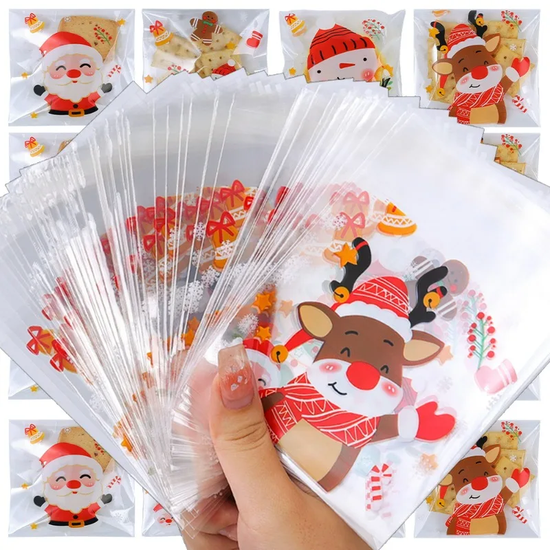 Candy Self Sealing Sticky Bag Christmas Storage Bag Old Man Tree Snowflake Crisp Pouch Party Festival Gift Decor Cookies Wrap christmas gift bags christmas candy packaging christmas gift box