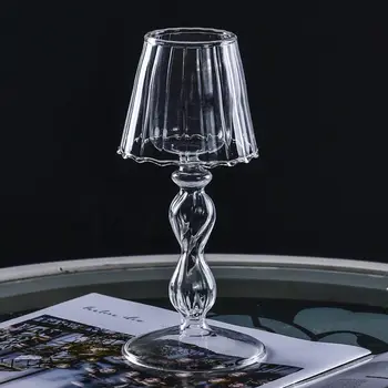 Glass Tealight Candle Holder Hurricane Decorative Lamp Shaped for Home Decor Tabletop Wedding Dinning Centerpieces Party