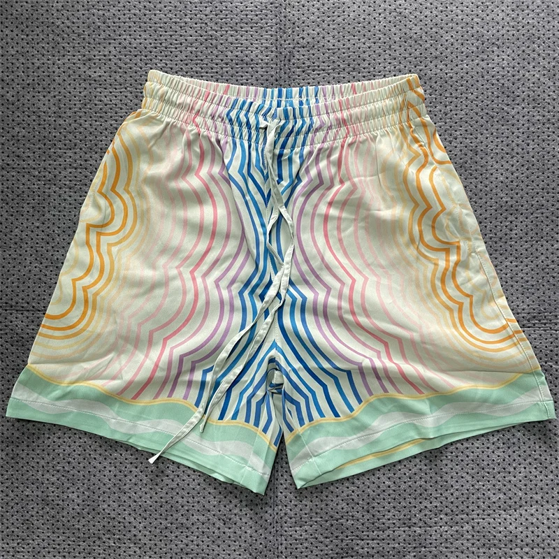 

CASABLANCA Tianchan Silk Colorful Printed Shorts 1:1 High Quality Drawstring Shorts Breeches Luxury Summer Shorts