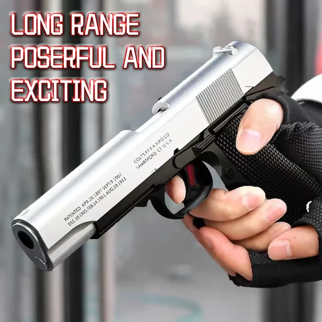 Black Automatic Colt 1911 Automatic Shell Soft Bullet Toy Gun Air Gun CS Shooting Weapon Boy Toy (continuous Firing)  gift 6