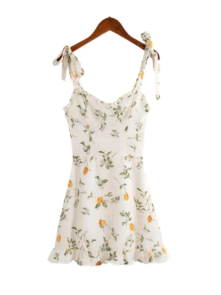 

Summer Strappy Camisole Chiffon Dress Women Sleeveless Backless Mini Dresses