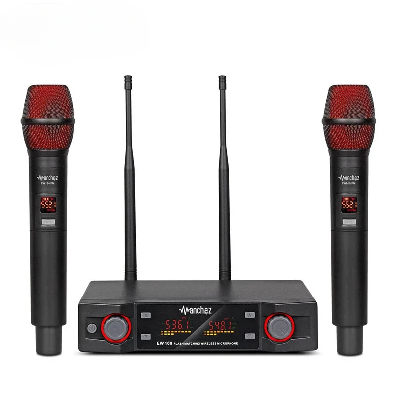 

BMAD EW100 Professional 2-channel UHF Perfect Home Karaoke System Wireless Microphone, Transmission Distance 80M Live Singing