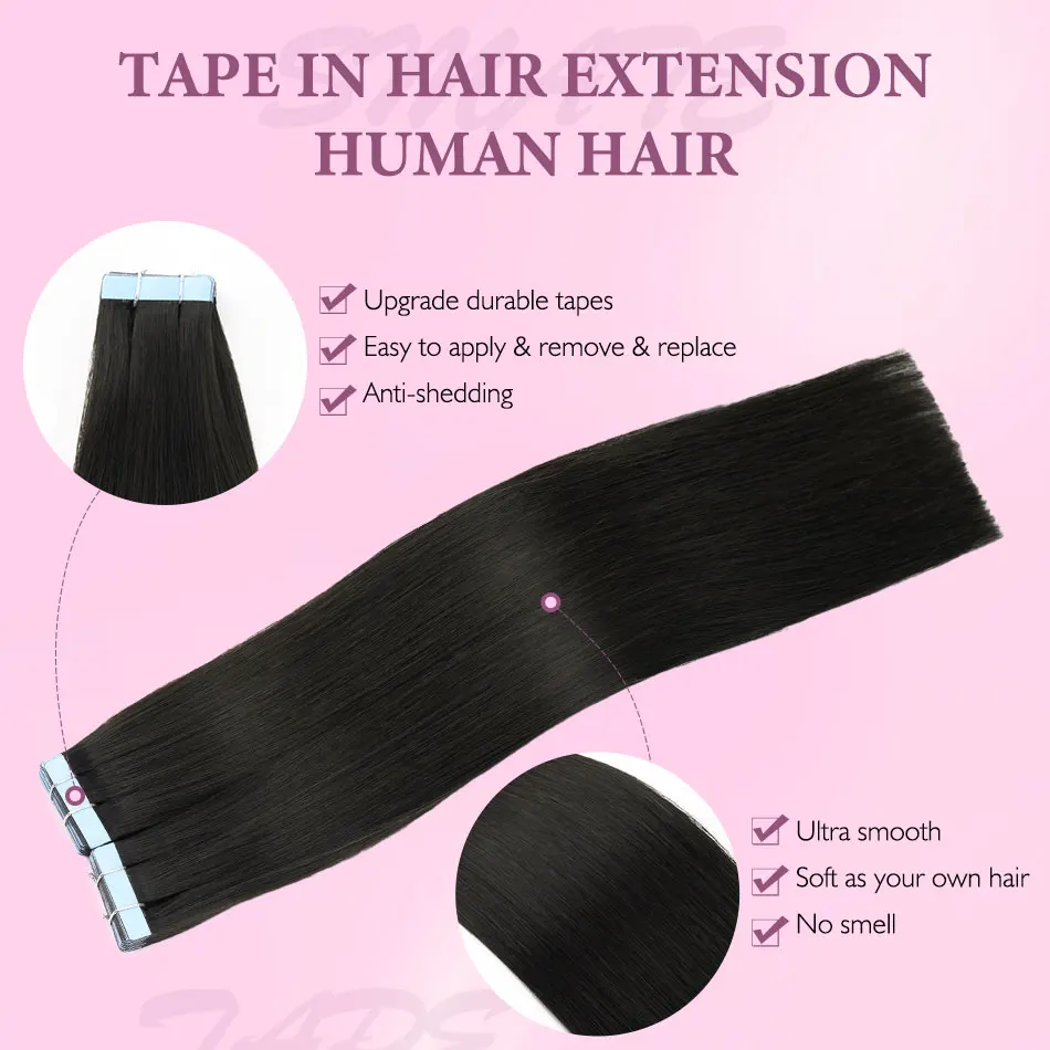 Tape In Hair Extensions Human Hair Brazilian Remy Straight Invisible Adhensive Extensions 2.0g/Pc