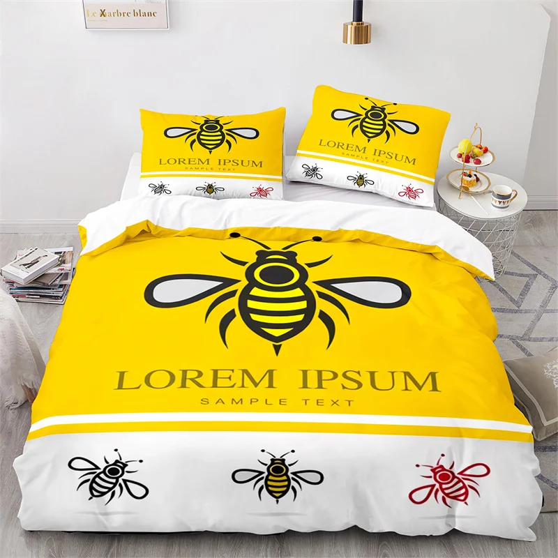 

Cartoon Bee Duvet Cover Insect Honeybee Bedding Set Microfiber Wild Animal Comforter Cover King For Teens Boys Kawaii Home Decor